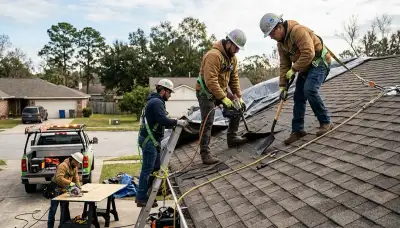 Storm damage restoration crew in Dayton, OH repairing water-damaged home after flooding
