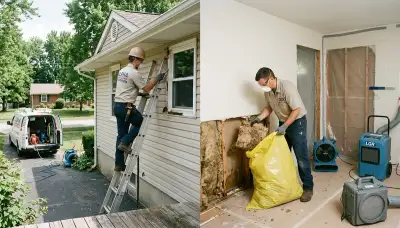 Water damage repair team serving Dayton, OH on a residential restoration project