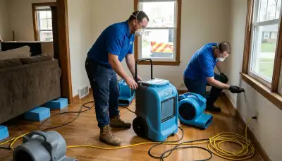 Water damage repair team serving Dayton, OH with professional restoration equipment