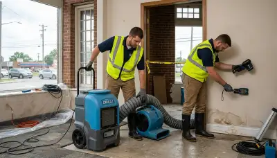 Water damage restoration team in Dayton, OH inspecting property for moisture and repair needs