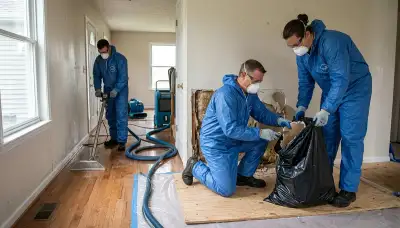 Water damage repair crew in Dayton, OH assessing property damage and starting cleanup