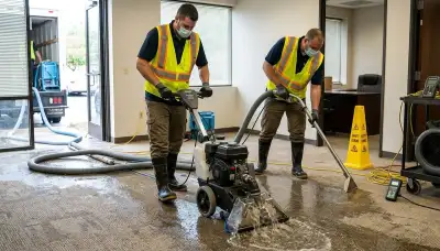 Water extraction crew drying Dayton, OH home after flooding and pipe damage
